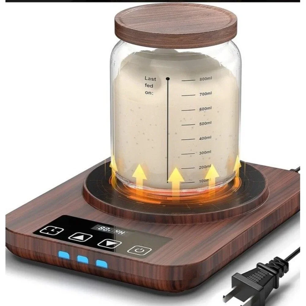 Electric Sourdough Starter Warmer, Upgrade Warming Heating Pad Mat Wood Grain